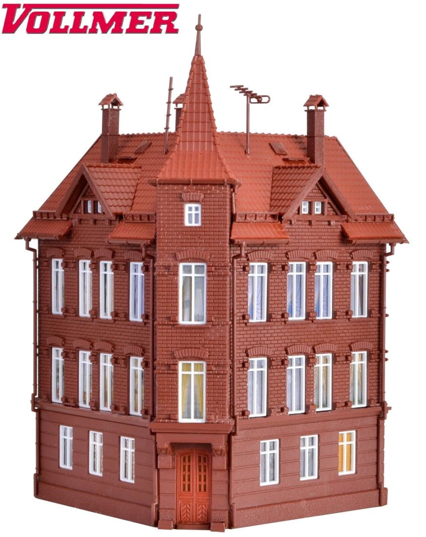 Vollmer H0 43807 Eisenbahner-Wohnhaus, Eckhaus 