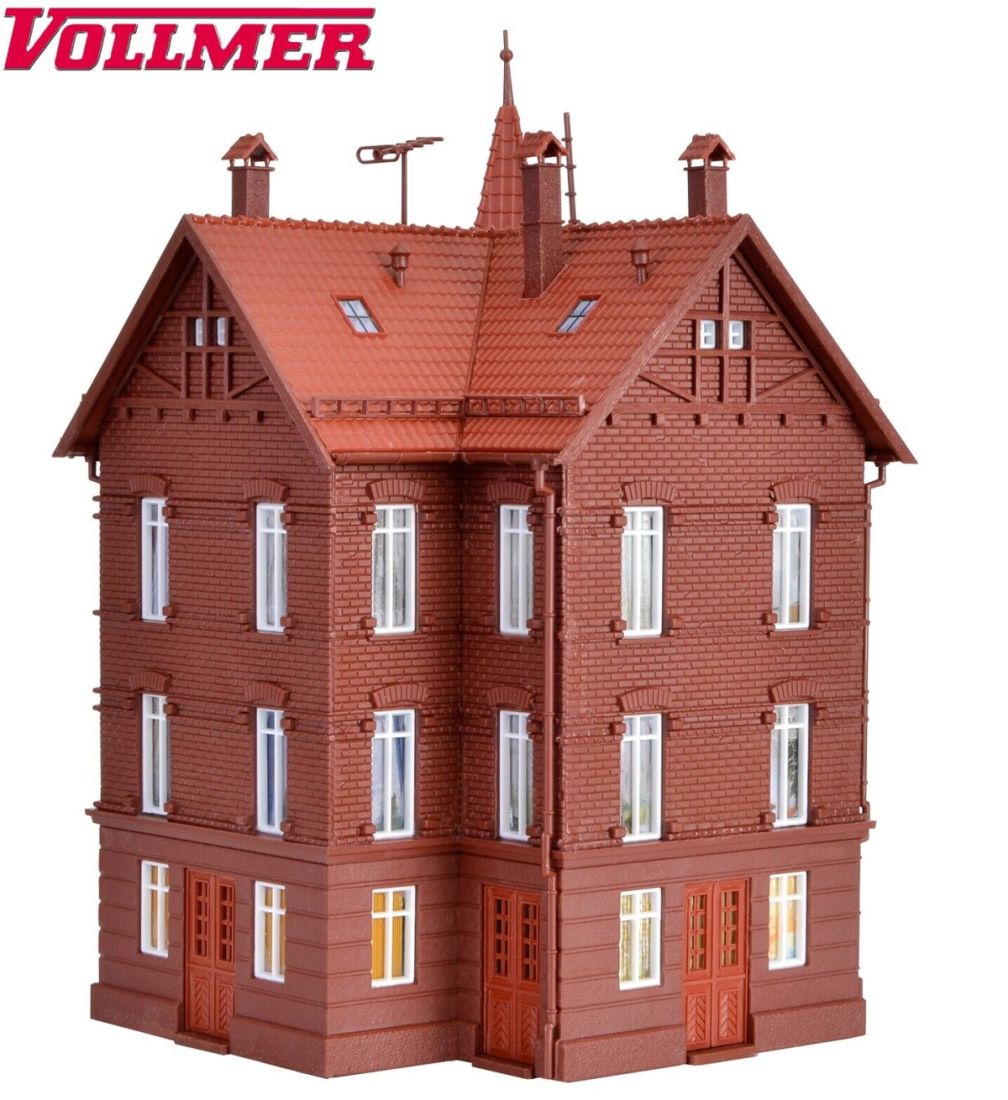 Vollmer H0 43807 Eisenbahner-Wohnhaus, Eckhaus 