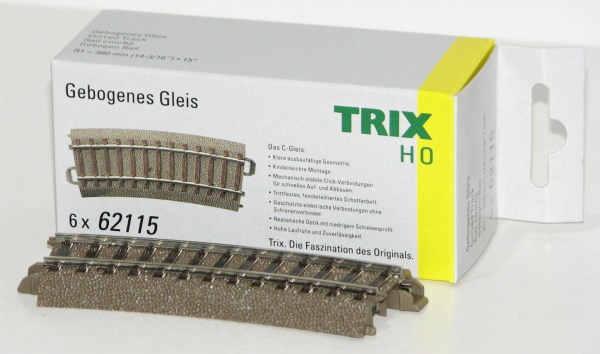 Trix H0 62115-S C-Gleis gebogen R1 = 360 mm / 15° (6 Stück) 