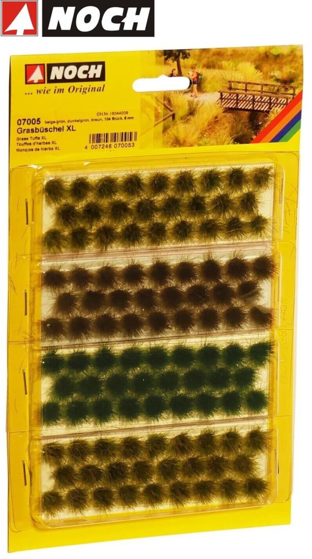 NOCH 07005 Grasbüschel XL beige-grün, dunkelgrün, braun (9 mm) 