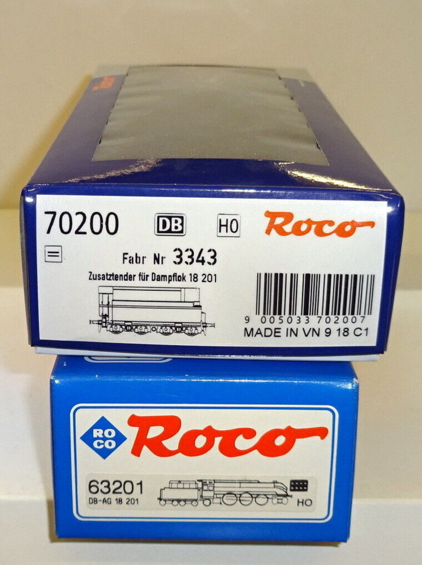 Roco H0 63201 + 70200 Dampflok BR 18 201 mit Zusatztender der DB AG 