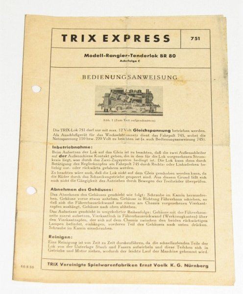 Trix Express Anweisung/Anleitung für Dampflok BR 80