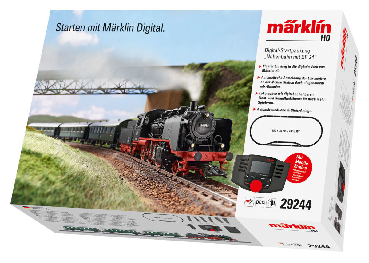 Märklin H0 29244 Startpackung Dampflok BR 24 + 3 Personenwagen "mfx+Sound+Dampf" - Neuheit 2023