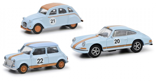 Schuco H0 1:87 452671600 MHI-Set Vintage Racing "Citroen+Porsche+Mini" 