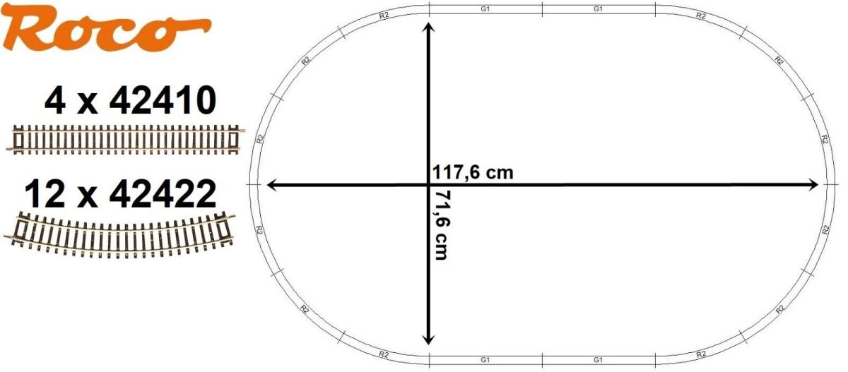 Roco H0 Gleisset Roco Line 16-teilig (117,6 x 71,6 cm) 