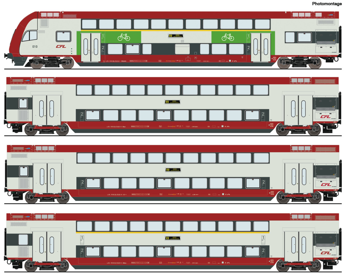 Roco H0 6210148 4-tlg. Set: Doppelstockwagen der CFL "DCC Digital + LED-Innenbeleuchtung" - Neuheit 2025