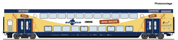 Roco H0 6220107 Doppelstockwagen der metronom "AC für Märklin + LED-Innenbeleuchtung" - Neuheit 2024