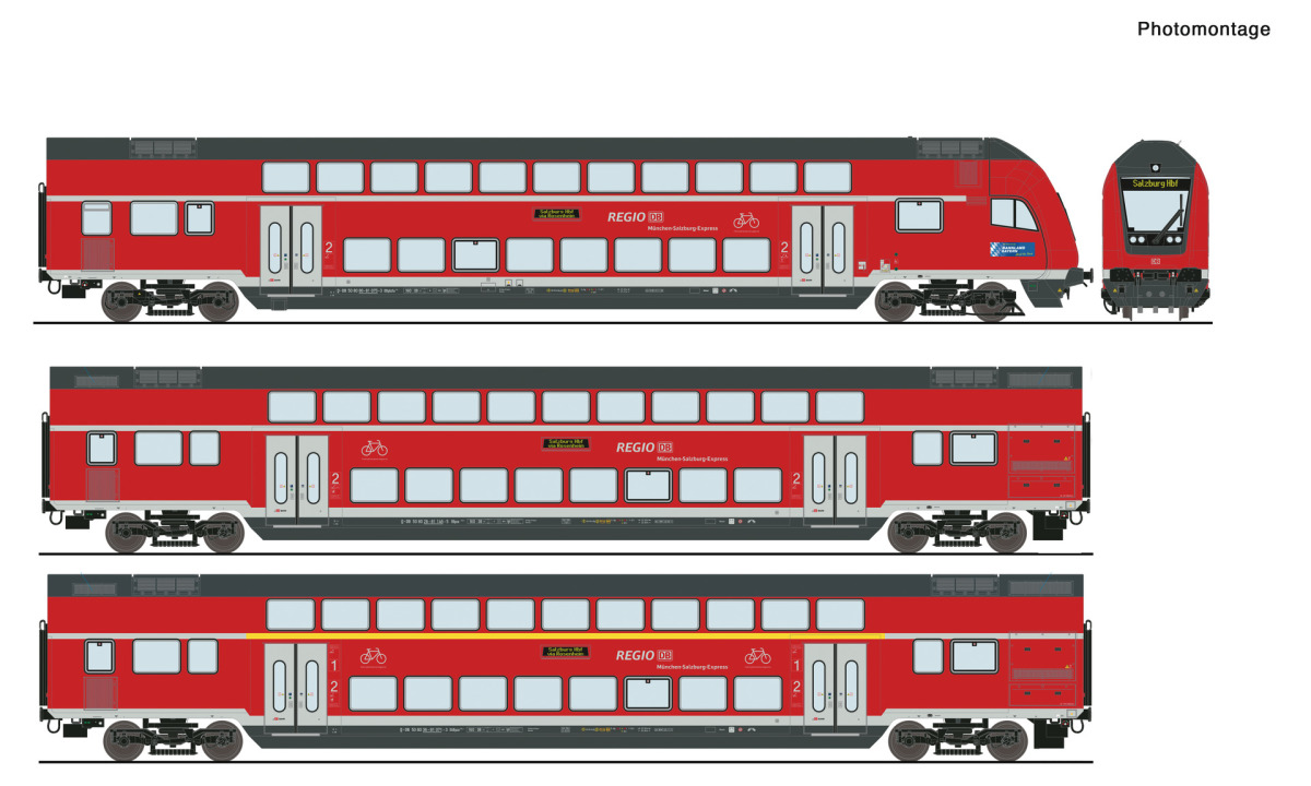 Roco H0 6220144 3-tlg. Set: Doppelstockwagen der DB AG "AC für Märklin Digital + LED-Innenbeleuchtung" - Neuheit 2025