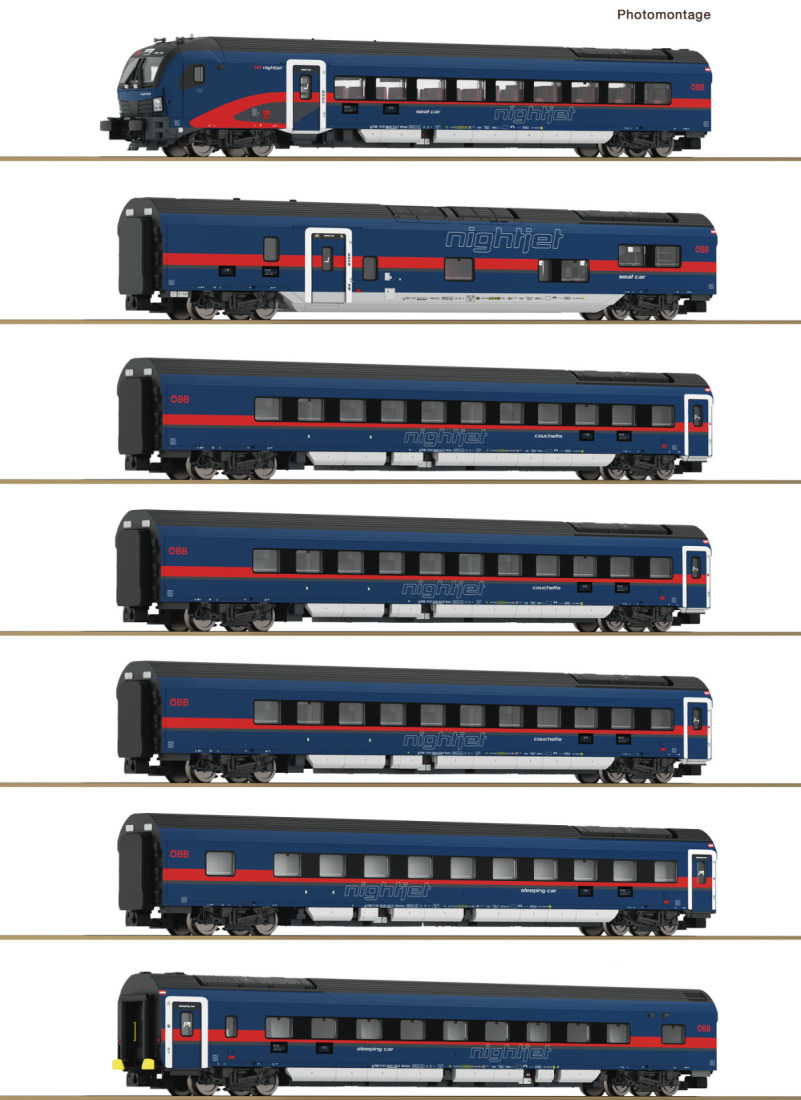 Fleischmann N 6270065 7-tlg. Set: Nightjet der ÖBB "DCC Digital" - Neuheit 2025