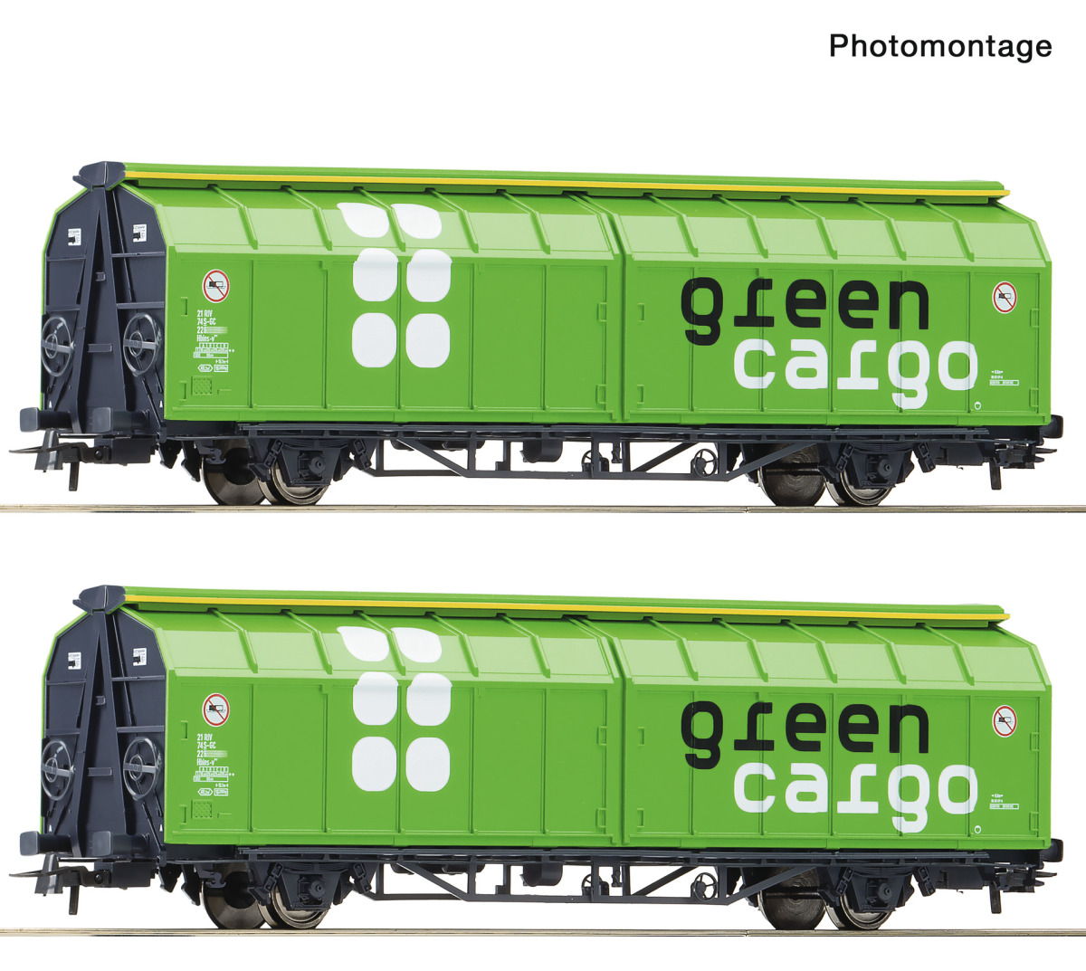 Roco H0 6600114 2-tlg. Set: Schiebewandwagen der Green Cargo - Neuheit 2025