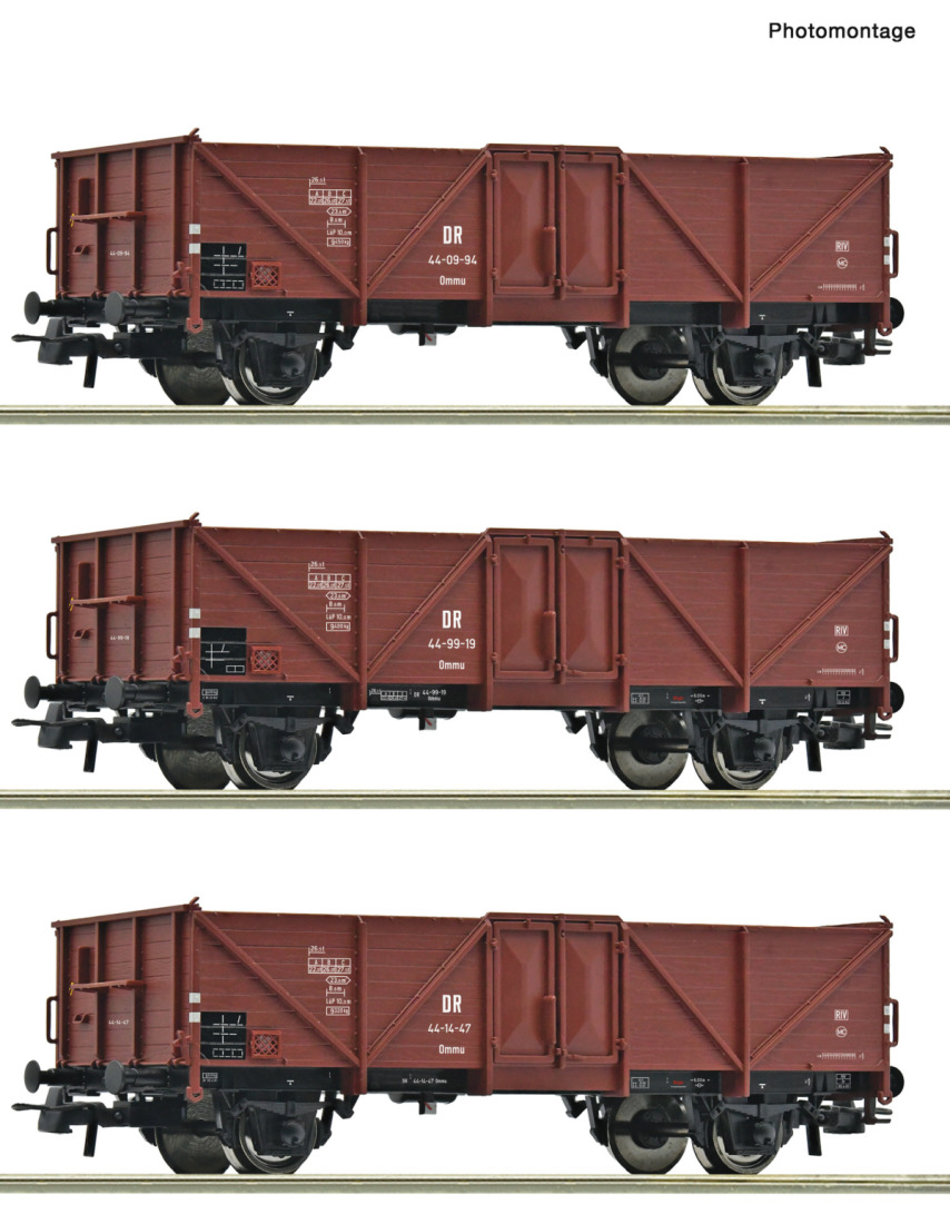 Roco H0 6600115 3-tlg. Set: Offene Güterwagen der DR - Neuheit 2025