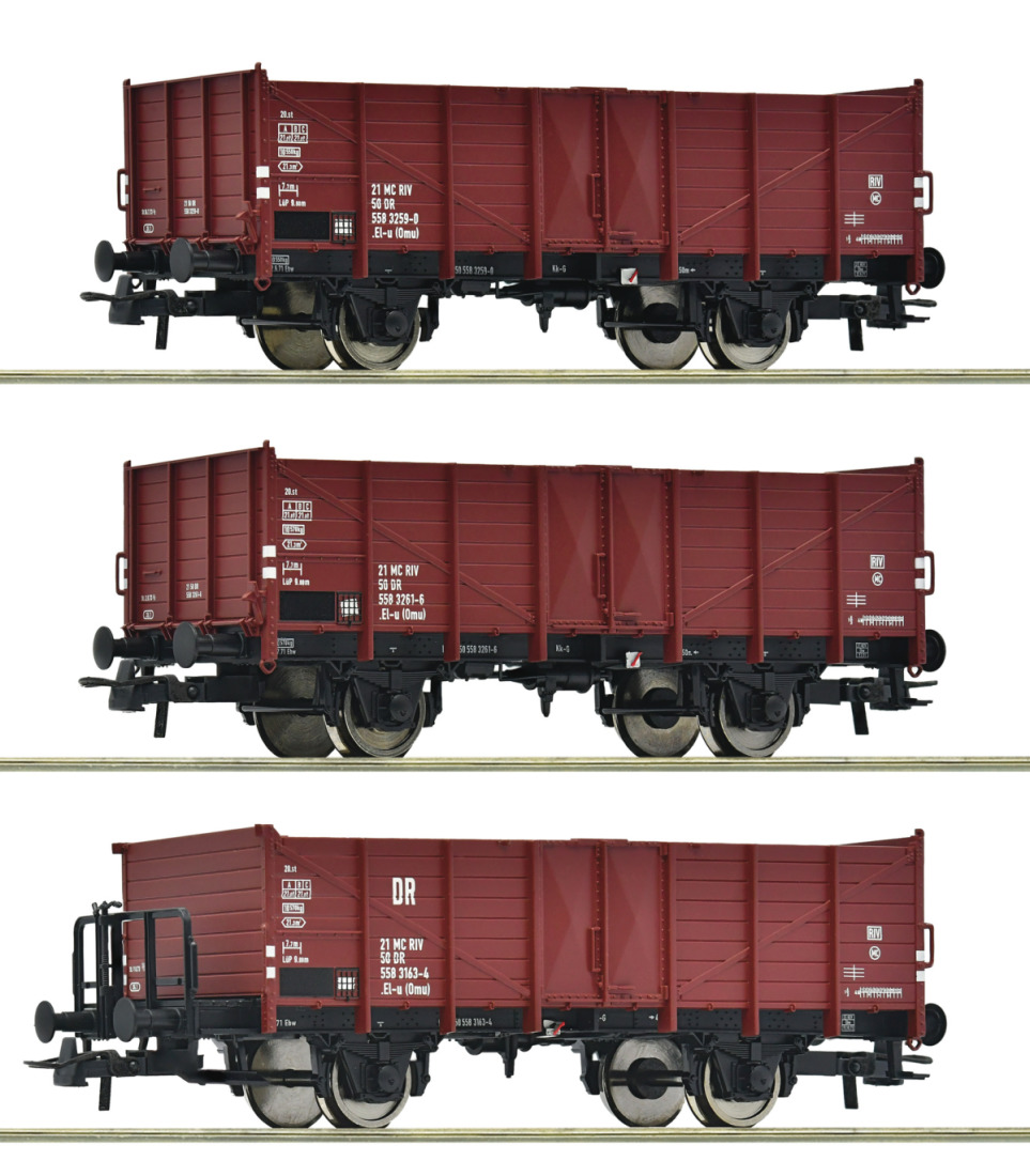 Roco H0 6600146 3-tlg. Set: Offene Güterwagen der DR - Neuheit 2025