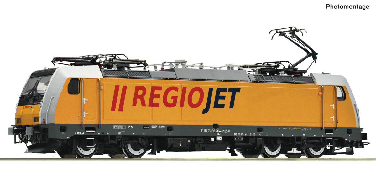 Roco H0 7500102 Elektrolokomotive 386 204-2 der Regiojet - Neuheit 2025