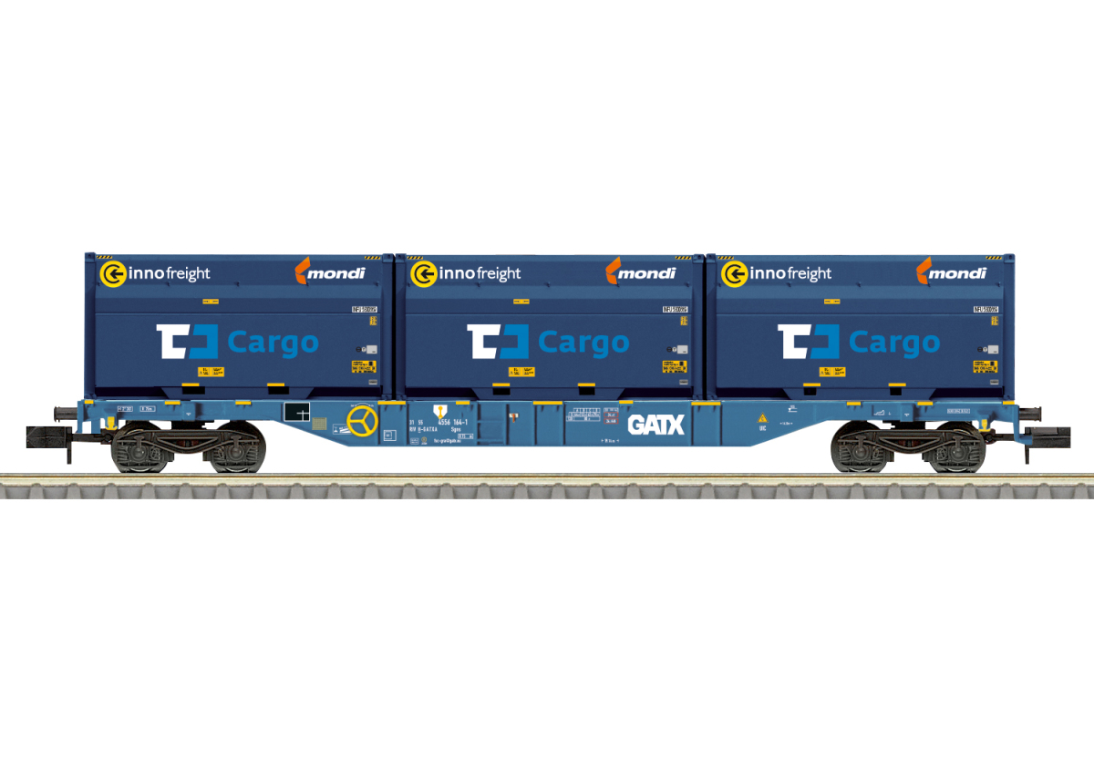 Minitrix / Trix N 18434 Containertragwagen Sgnss der GATX - Neuheit 2025