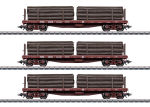 Märklin H0 45600 US-Flachwagen-Set beladen mit Holzstämmen der Western Maryland - Neuheit 2025